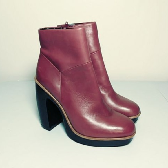 Aldo Shoes - Aldo Brand Red Red Leather Thick Stacked Ankle